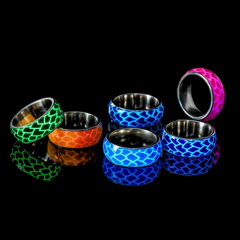 Leuchtend Drachenschuppen Edelstahl Ring Im Dunkeln Leuchten Mode Fischschuppen Muster Fingerring Für Herren Damen Schmuck
