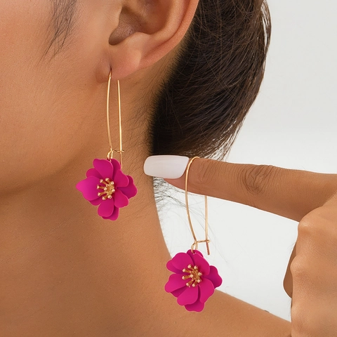Koreanischer Stil Süße Vergoldet Edelstahl Blume Ohrhänger Elegante Mehrlagige Florale Hängeohrringe Für Damen Mode Schmuck