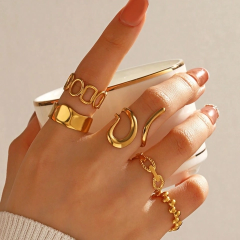 Minimalisti Anelli Aperti In Acciaio Inossidabile Placcato Oro Per Donna Geometrici Intrecciati Fashion Rings Per Uso Quotidiano Gioielli Popolari