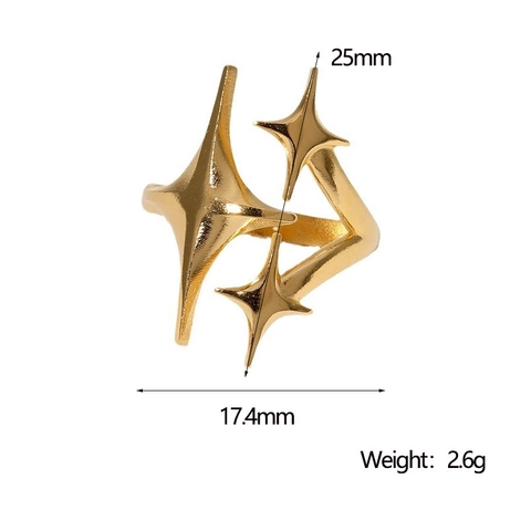 304 Edelstahl Stern Ring Für Damen Gold Silber Vergoldet Geometrisch Irregulär Nordstern Fingerring Modeschmuck
