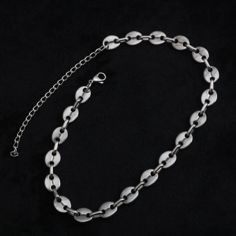 Minimalist Stainless Steel Coffee Bean Chain Necklace For Men Women Punk Hip Hop Pig Nose Link Neckband Fashion Jewelry Gift