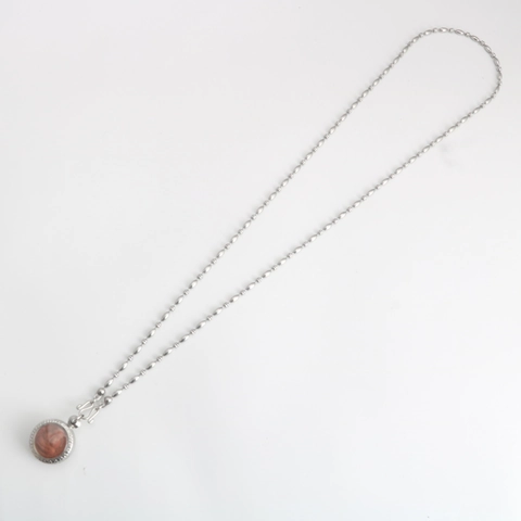 Stainless Steel Rice Bead Chain Round Bead Necklace For Men Women Thai Buddha Amulet Replacement Chain Vintage Silver Jewelry