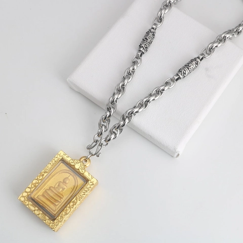 Collana a Catena Intrecciata in Acciaio Inossidabile Retro Stile Amuletto Tailandese Gioielli Religiosi Uomo Donna