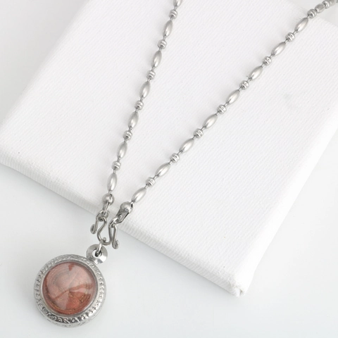 Stainless Steel Rice Bead Chain Round Bead Necklace For Men Women Thai Buddha Amulet Replacement Chain Vintage Silver Jewelry