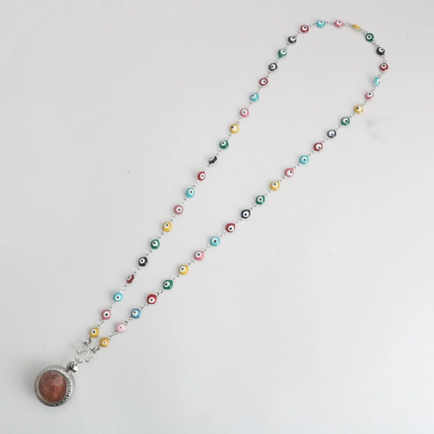 Colorful Enamel Evil Eye Bead Chain Necklace For Men Women Stainless Steel Turkish Style Jewelry Religious Amulet Accessories