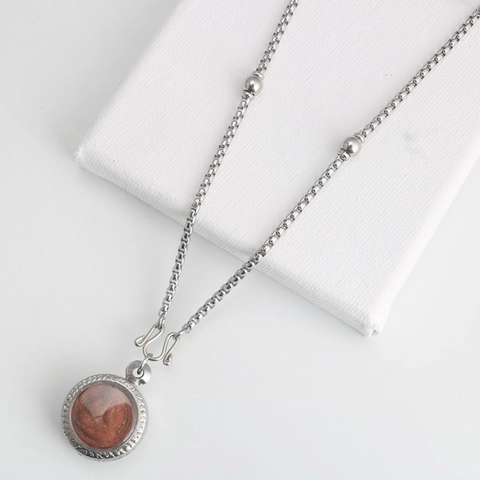 Stainless Steel Box Chain Necklace With Beads S-Hook Clasp For Men Women Amulet Pendant Hanging Chain Jewelry Accessory