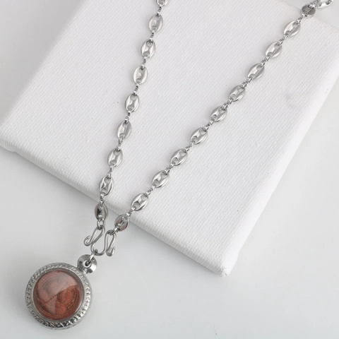 Stainless Steel Coffee Bean Link Thai Amulet Necklace For Men Women Silver Retro Pig Nose Chain With 3 Hooks Jewelry