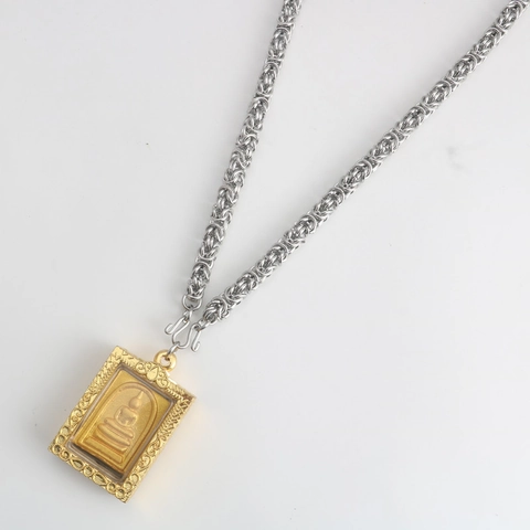 Stainless Steel Byzantine Dragon Bone Chain Necklace For Men Women Thai Buddha Amulet Religious Jewelry Gold Silver Tone