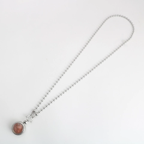 Stainless Steel Silver Bead Chain Necklace Round Ball Link Thai Buddha Amulet Chain For Men Women Religious Jewelry