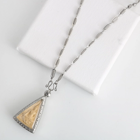 Stainless Steel Thai Buddha Amulet Chain Necklace For Men Women Spiral Spring Lantern Link Box Chain Religious Jewelry Silver Tone
