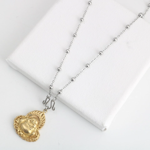 Stainless Steel Bead Chain Necklace For Men Women Thai Amulet Buddhist Pendant Hanging Chain Silver Polished Ball Chain Jewelry