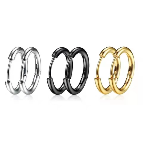 Minimalistische Roestvrijstalen Creolen Voor Heren Dames Titanium Staal Circulaire Oorgesp Koreaanse Mode Ronde Oorbellen Sieraden