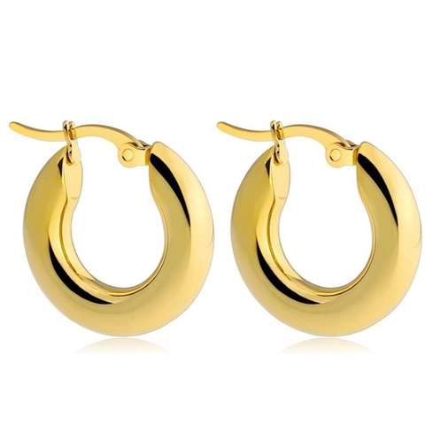 Orecchini A Cerchio Geometrici Placcati Oro 18 Carati Acciaio Al Titanio Con Perno In Argento Sterling 925