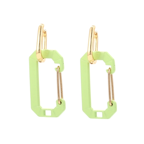 Modern Geometric Safety Pin Hoop Earrings For Women Copper Lacquer Minimalist Colorful Carabiner Paperclip Dangle Earrings