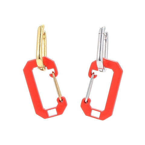 Modern Geometric Safety Pin Hoop Earrings For Women Copper Lacquer Minimalist Colorful Carabiner Paperclip Dangle Earrings