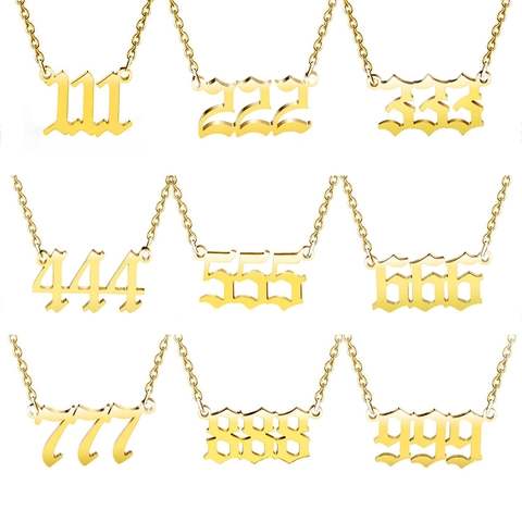 Roestvrij Staal Engelengetal Halsketting Gotisch Geluk 111-999 Hanger Ketting Voor Dames Heren Eenvoudige Mode Paar Sieraden Cadeau