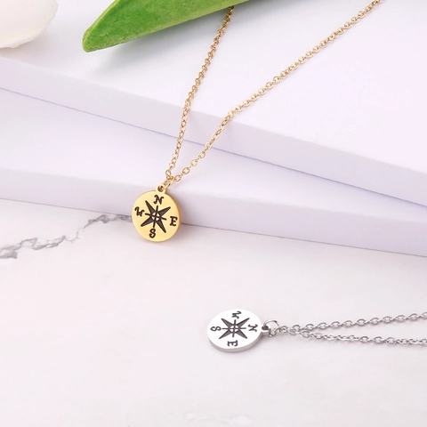Collana con Ciondolo a Bussola in Acciaio Inossidabile Gioielli Minimalisti Rosa dei Venti Bracciale in Corda Intrecciata Oro Argento Regalo