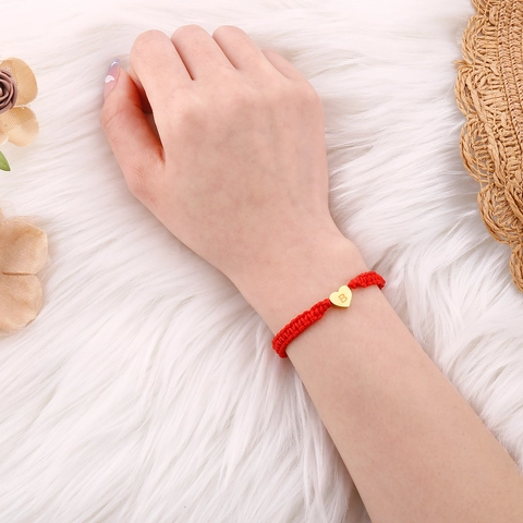 Handgemaakte Gevlochten Initialen Armband Met Roestvrijstalen Hart Hanger Verstelbare Letter Armband Voor Koppels Mannen Vrouwen Sieraden Cadeau