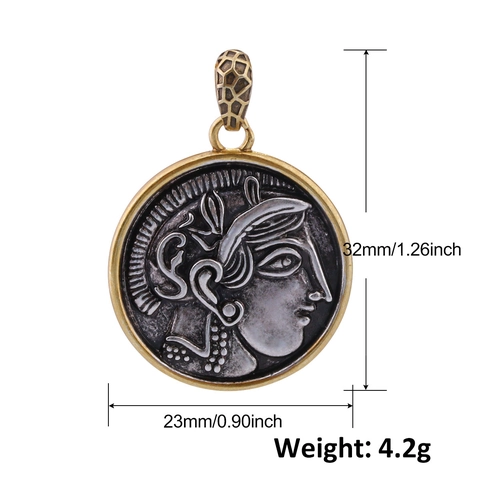 Vintage Ancient Greek Roman Coin Portrait Relief Pendant DIY Necklace Accessory Copper Rhinestone Artificial Pearl Charm