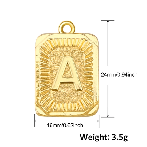 Mode 26 Englische Buchstaben Quadratischer Plattenanhänger Für Herren Damen Vergoldetes Kupfer DIY Schmuckherstellung Zubehör Halskette Charm