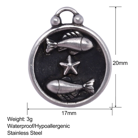 Pendaglio Vintage in Acciaio Inossidabile 12 Segni Zodiacali per Donna Ciondoli Costellazione Doppia Faccia per Creazione Gioielli