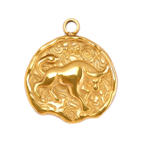 Ciondolo Zodiaco Vintage in Acciaio Inossidabile Moneta Irregolare Sbalzo Dodici Costellazioni Placcato Oro Gioielli Fai da Te
