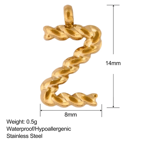 Roestvrij Staal 18K Vergulde Gedrehte Textuur Alfabet Letter A-Z Hangers Voor DIY Sieraden Maken Charms