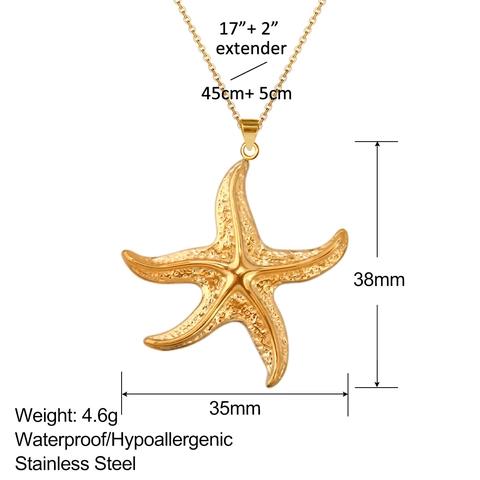 Collana con Pendente in Acciaio Inossidabile Stile Oceano Impermeabile Ipoallergenica Oro Argento Stella Marina Conchiglia Serpente Gioielli Donna