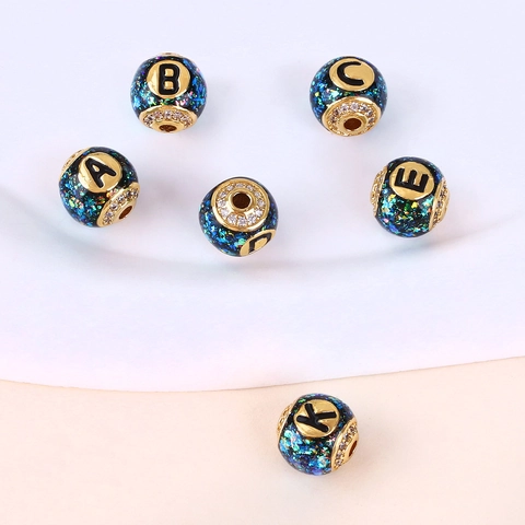 Ciondoli Alfabeto In Rame Placcato Oro Per Creazione Gioielli Lettera A-Z In Zirconia Smalto Galassia Per Bracciale Collana Fai Da Te