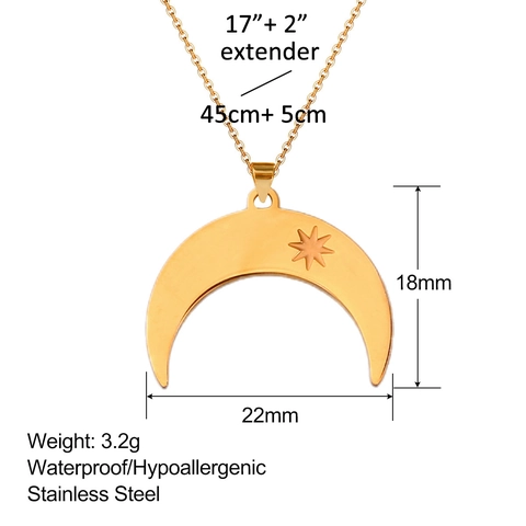 Collier Pendentif Céleste Vintage en Acier Inoxydable Pour Femmes Soleil Lune Étoile Boussole Tarot Collier Pièce Bijoux