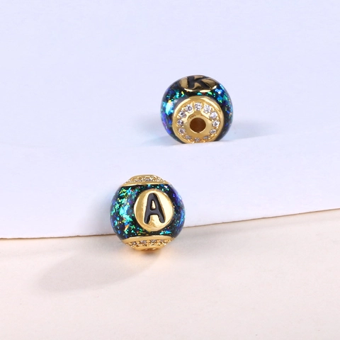 Ciondoli Alfabeto In Rame Placcato Oro Per Creazione Gioielli Lettera A-Z In Zirconia Smalto Galassia Per Bracciale Collana Fai Da Te