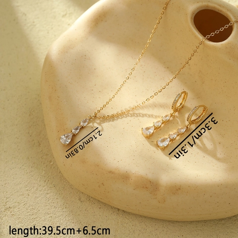 Conjunto de Collar y Pendientes de Cobre con Colgante de Gota de Agua y Caja de Regalo de Flores de Jabón para Mujer