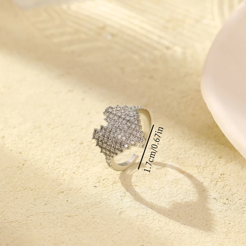 Mode Herz Zirkonia Kupfer Verstellbarer Ring Mit Rose Seifenblume Geschenkbox Für Valentinstag Jahrestag Damen Schmuck