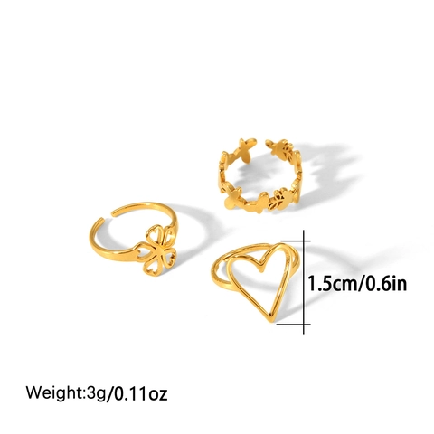 Minimalist 18K Gold Plated Stainless Steel Toe Rings For Women Triple Hollow Heart Flower Butterfly Adjustable Open Foot Jewelry