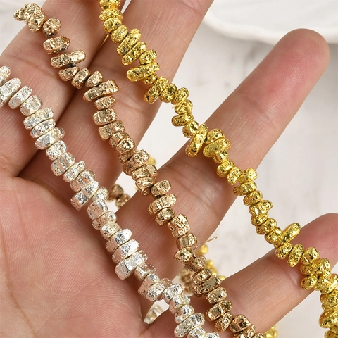 Gold Plated Lava Stone Irregular Gravel Beads For DIY Jewelry Making Bracelet Necklace Earring Spacer Loose Beads
