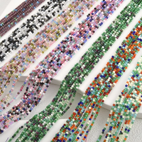 Cuentas de Vidrio de Ojo de Gato Facetadas Redondas Multicolor Pequeñas Cuentas Sueltas para Pulsera Collar DIY Fabricación de Joyas Accesorios Hechos a Mano