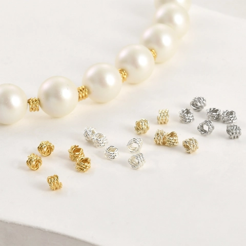 Cuentas Espaciadoras de Cobre Chapado en Oro Trenzado Espiral Hallazgos de Joyería Para DIY Pulsera Collar Mujeres Accesorios