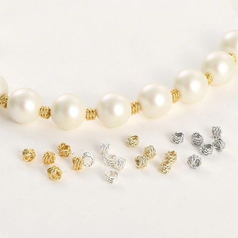 Cuentas Espaciadoras de Cobre Chapado en Oro Trenzado Espiral Hallazgos de Joyería Para DIY Pulsera Collar Mujeres Accesorios