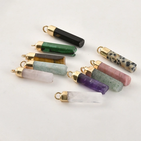 Naturstein Sechseckige Säule Anhänger Kristall Quarz Punkt Charm Für DIY Halskette Ohrring Herstellung Vintage Schmuck Zubehör
