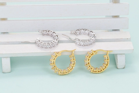 Clip per Osso dell'Orecchio in Zirconia Hip Hop Rame Placcato Oro Argento Minimalista Micro Pave Zircone Orecchini Ear Cuff Donna Gioielli