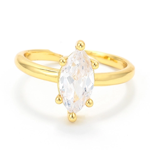 Anello Regolabile Con Zircone Taglio Marquise Per Donna In Rame Geometrico Anello Aperto Gioielli Di Moda Minimalista Regalo