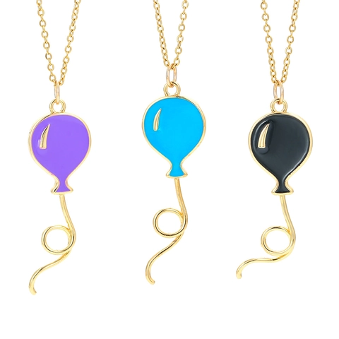 Ballon Hanger Ketting Verguld Koper Kleurrijke Emaille Zirkonia Ketting Voor Vrouwen Meisjes Mode Sieraden Cadeau