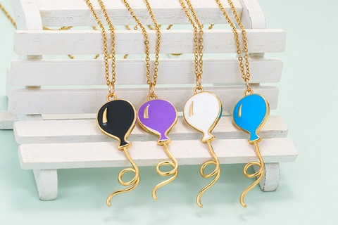 Ballon Hanger Ketting Verguld Koper Kleurrijke Emaille Zirkonia Ketting Voor Vrouwen Meisjes Mode Sieraden Cadeau