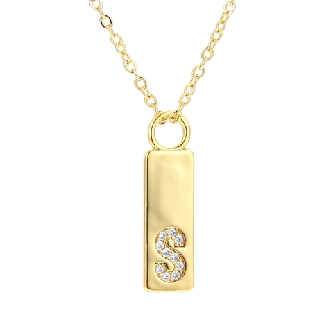 Minimalistische Geometrische Rechteckige Alphabet Anhänger Halskette Kupfer Zirkonia Anfangsbuchstabe Pulloverkette Für Damen Schmuck