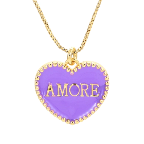 Goldbeschichtete Kupfer Amore Herz Anhänger Halskette Mit Emaille Zirkonia Für Damen Mode Boxkette Schmuck Valentinstag Geschenk
