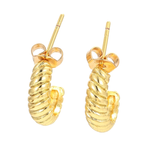 Orecchini a Bottone Croissant in Rame Vintage Con Zirconia Intarsiata Placcati Oro Argento Geometrici Gioielli di Moda