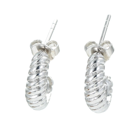 Orecchini a Bottone Croissant in Rame Vintage Con Zirconia Intarsiata Placcati Oro Argento Geometrici Gioielli di Moda