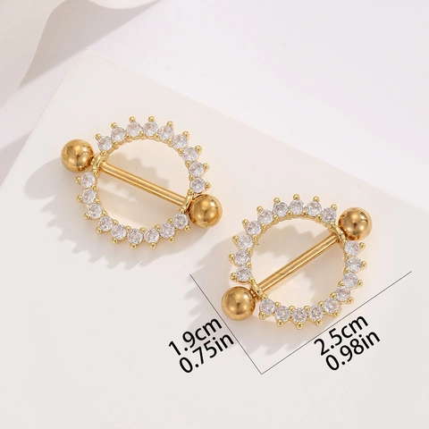 Minimalist Stainless Steel Nipple Rings For Women Men 18K Gold Plated Zirconia Round Body Piercing Jewelry Nipple Studs