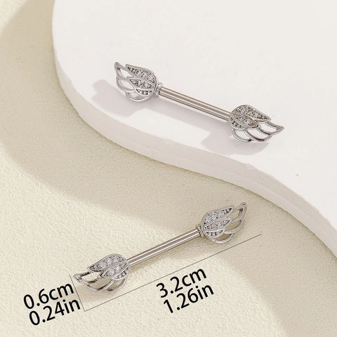 Vintage Stainless Steel Nipple Rings Zirconia Inlaid Angel Wings Bow Heart Clover Skull Hand Body Piercing Jewelry For Women