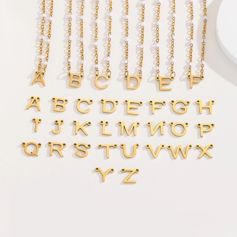 Minimalist Stainless Steel Letter Pendant Necklace With Faux Artificial Pearl 18K Gold Plated Alphabet Initial Necklace Fashion Jewelry For Women
